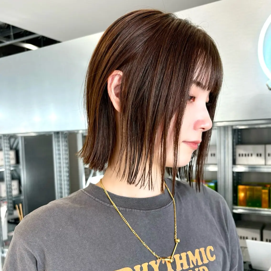 ミディアム 切りっぱなしボブ ボブ ✨縮毛矯正/ボブ✨ 佐藤 さくらのヘアスタイル