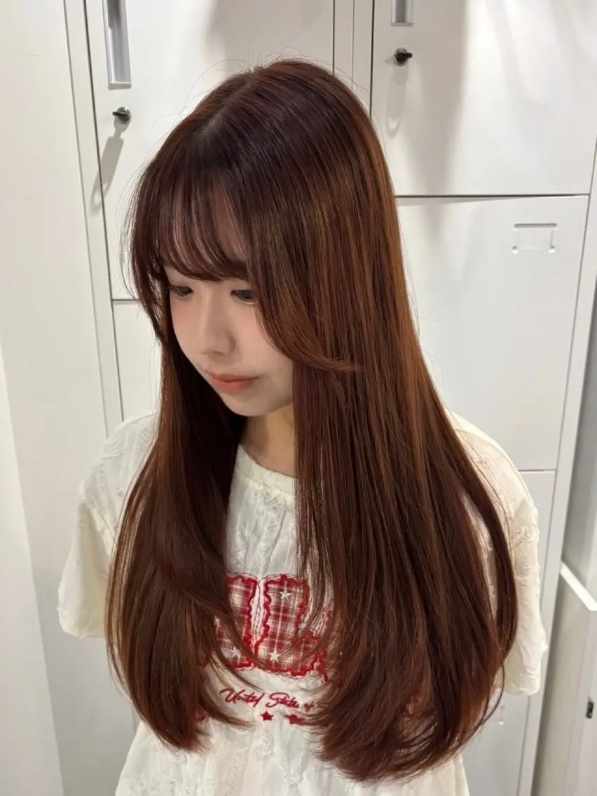ロング カラー カット ヘアカラー トリートメント recipe la couleurちずのヘアスタイル