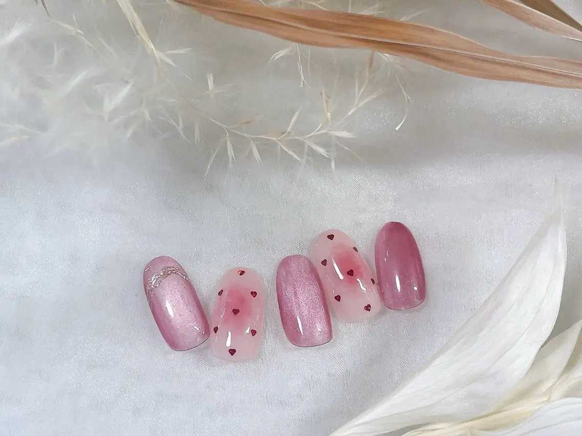 ネイル チークネイル フットネイル ジェルネイル ハート パラジェル ハンドネイル kiki nail &brow二子玉川のネイルデザイン