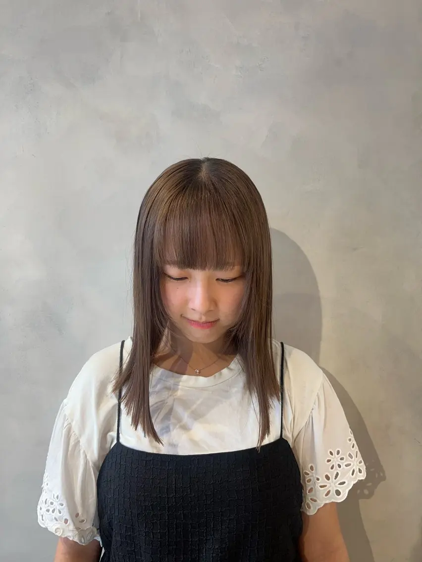 ミディアム カット ヘアカラー トリートメント ボブ/ベージュ/ パーマ🪿近森ゆいのヘアスタイル