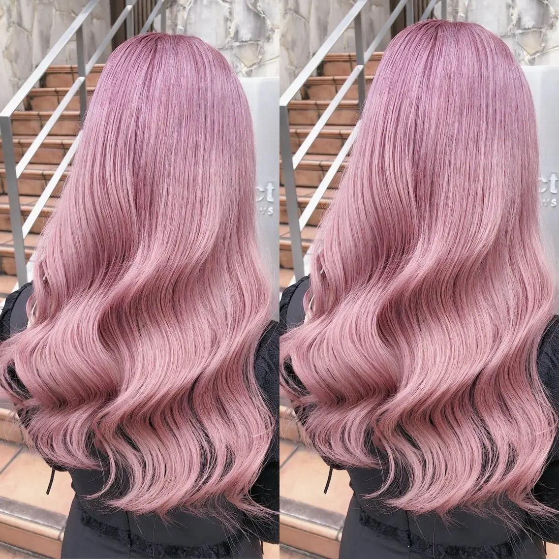 ロング カラー ピンクカラー ヘアカラー トリートメント ヘアセット ブリーチ無しダブル カラー🦕まどかのヘアスタイル