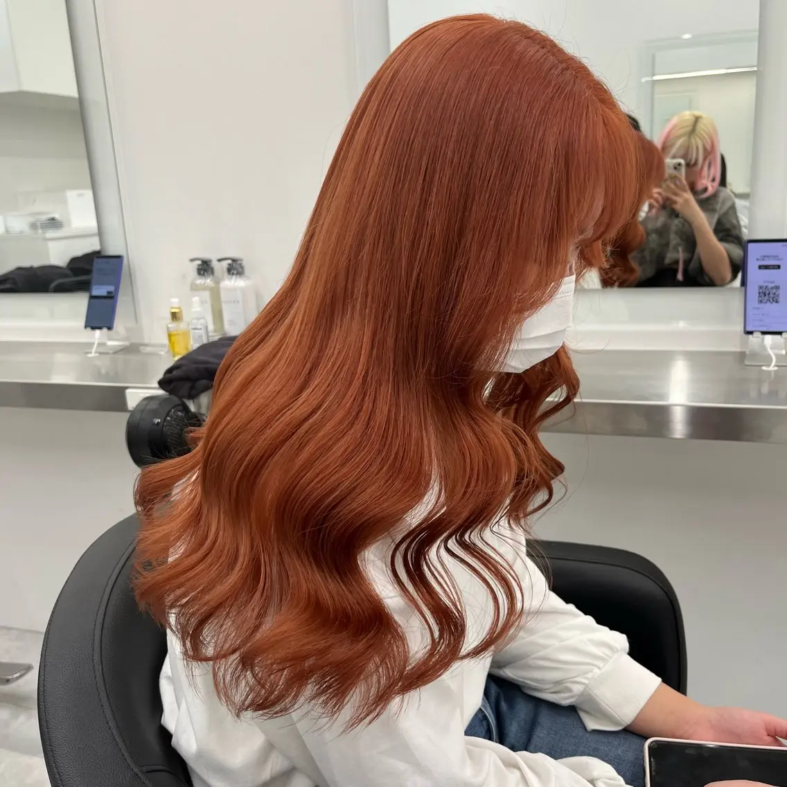 ロング ヘアカラー トリートメント ヘッドスパ 💗韓国暖色ヘア NO.1💗🪽のヘアスタイル