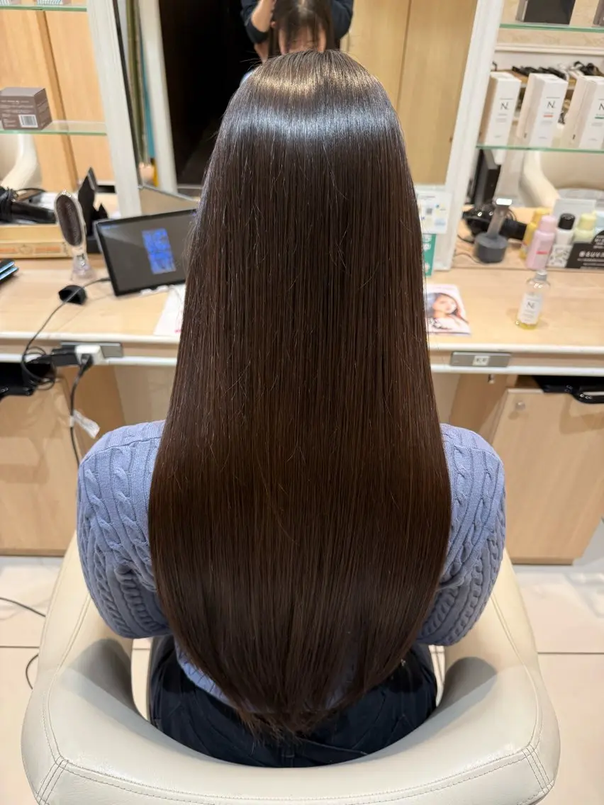 ロング パーマ 縮毛矯正 髪質改善カラー💎 オオネヨシナリのヘアスタイル