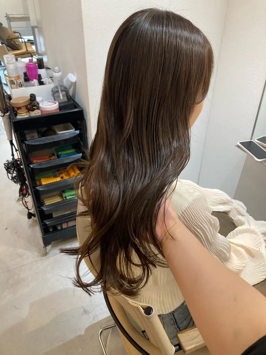 ロング カット ヘアカラー トリートメント ✨色持ちの良い艶 カラー✨蟹江真世のヘアスタイル