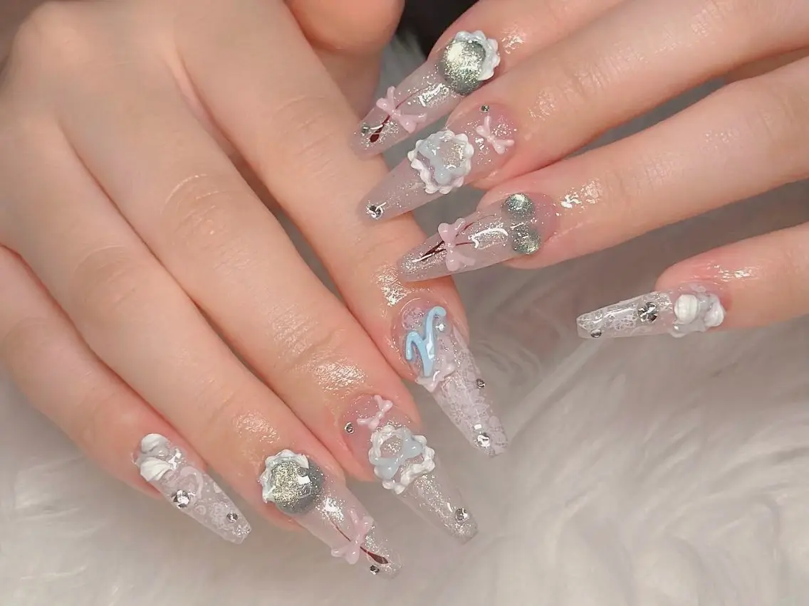 ネイル アートネイル 長さ出し グラデーション マグネットネイル 持ち込み Mi nailsのネイルデザイン