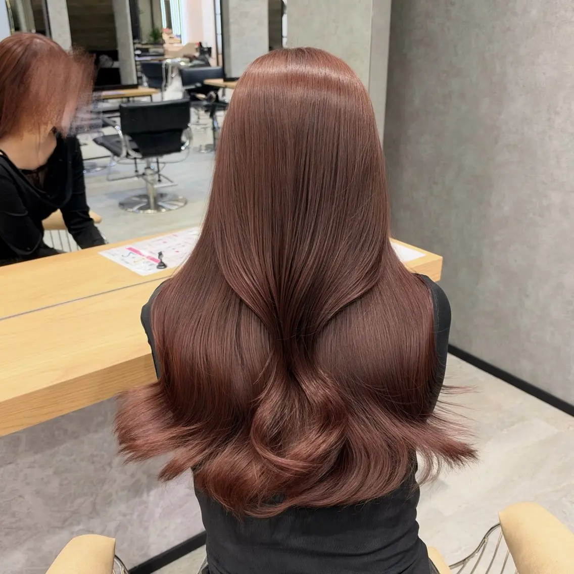 ロング ピンクブラウン トリートメント カット ヘアカラー すずきなつき 縮毛矯正🐰🌙のヘアスタイル
