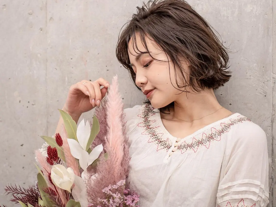 カラー ショート 豊中駅3分eha レッスンモデルのヘアスタイル