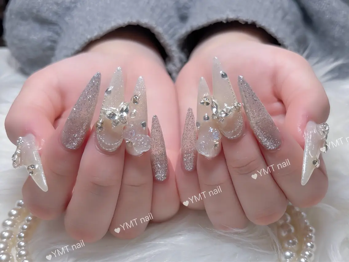 ネイル 長さ出し フットネイル ジェルネイル 韓国ネイル マグネットネイル ハンドネイル YMT． NailStudioのネイルデザイン