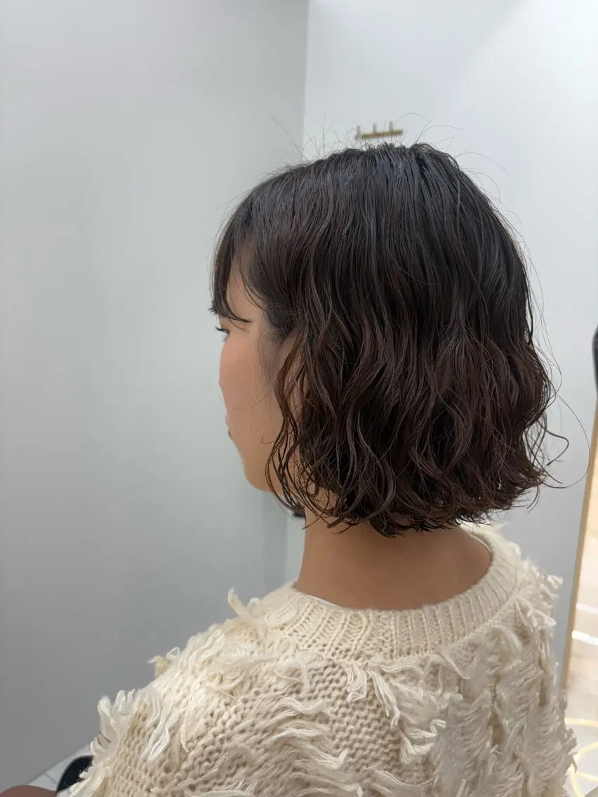 ショート ボブ コテ巻き風パーマ★ はるさんのヘアスタイル