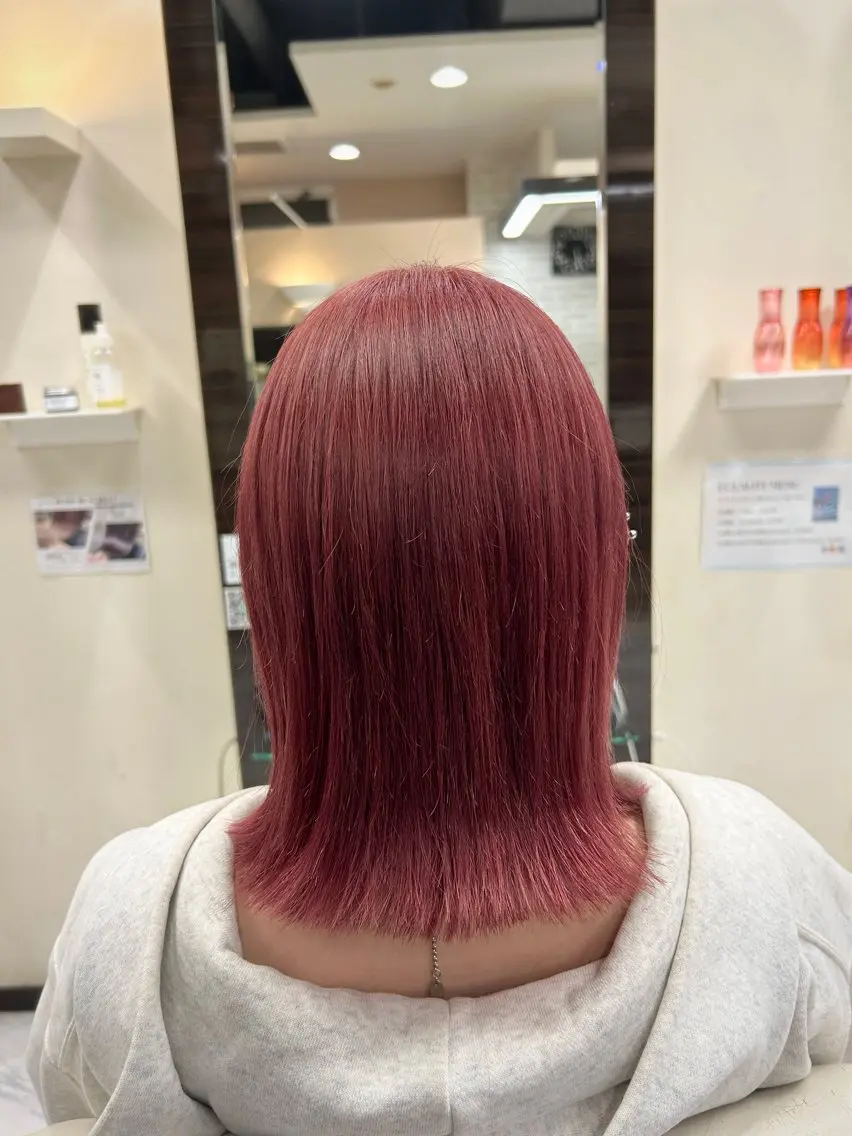 ミディアム カラー ピンクカラー ローズカラー ヘアカラー 🍊小川実里🍊 /カラーレイヤーのヘアスタイル
