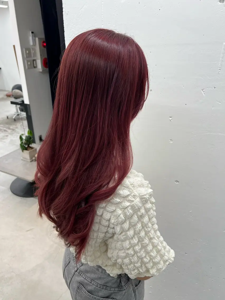 ロング カラー ブリーチ ピンクカラー レッドカラー 学生 ヘアカラー 🌷︎あすか🌷 JILLSTUDIOのヘアスタイル