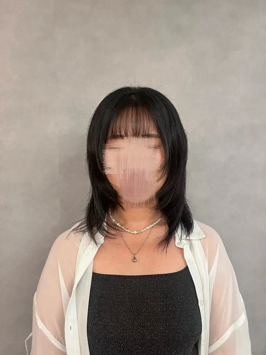 ミディアム 顔周りカット レイヤーカット 木村 真奈のヘアスタイル