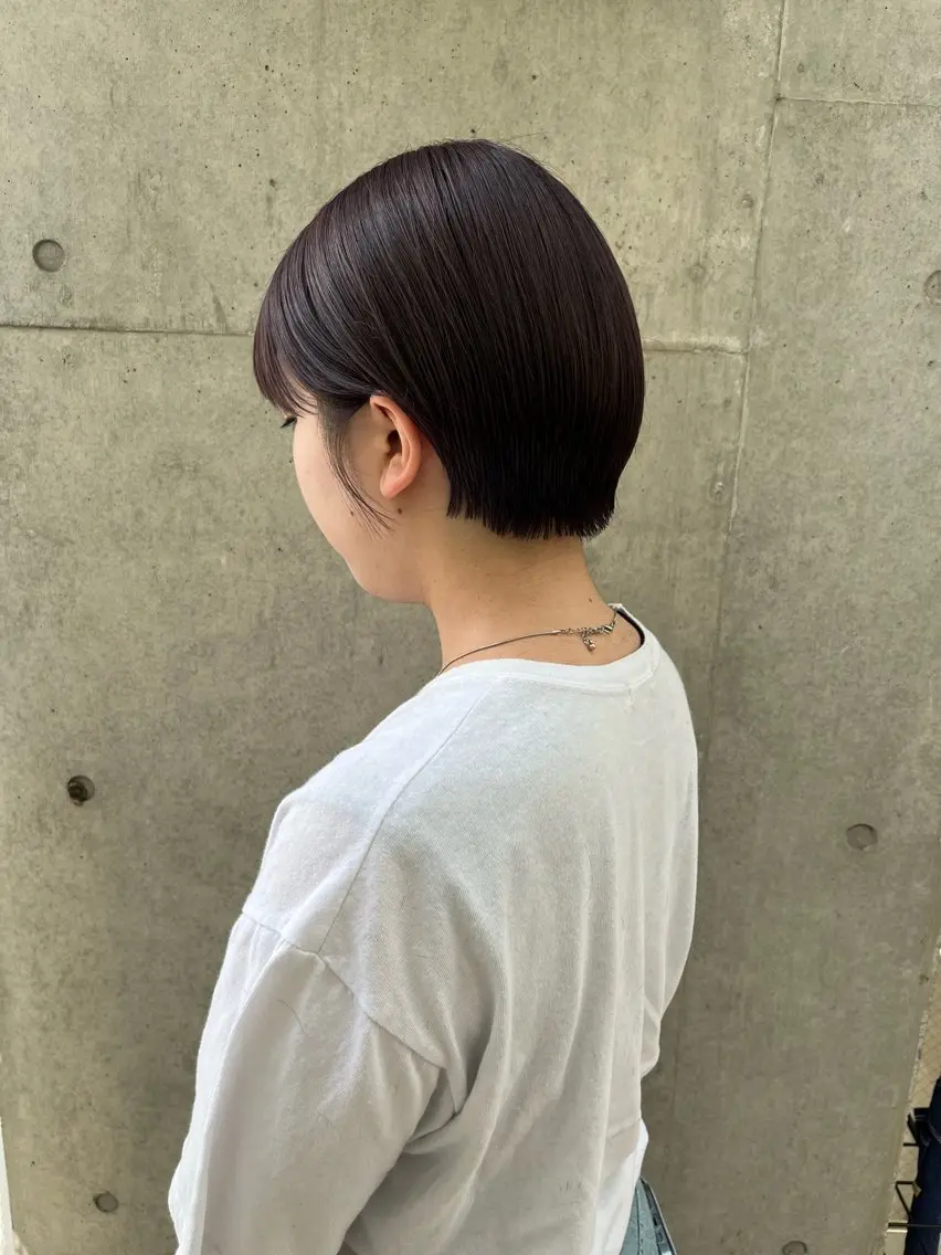ミディアム カラー 縮毛矯正ボブ&顔まわ レイヤー♡TOMOEのヘアスタイル