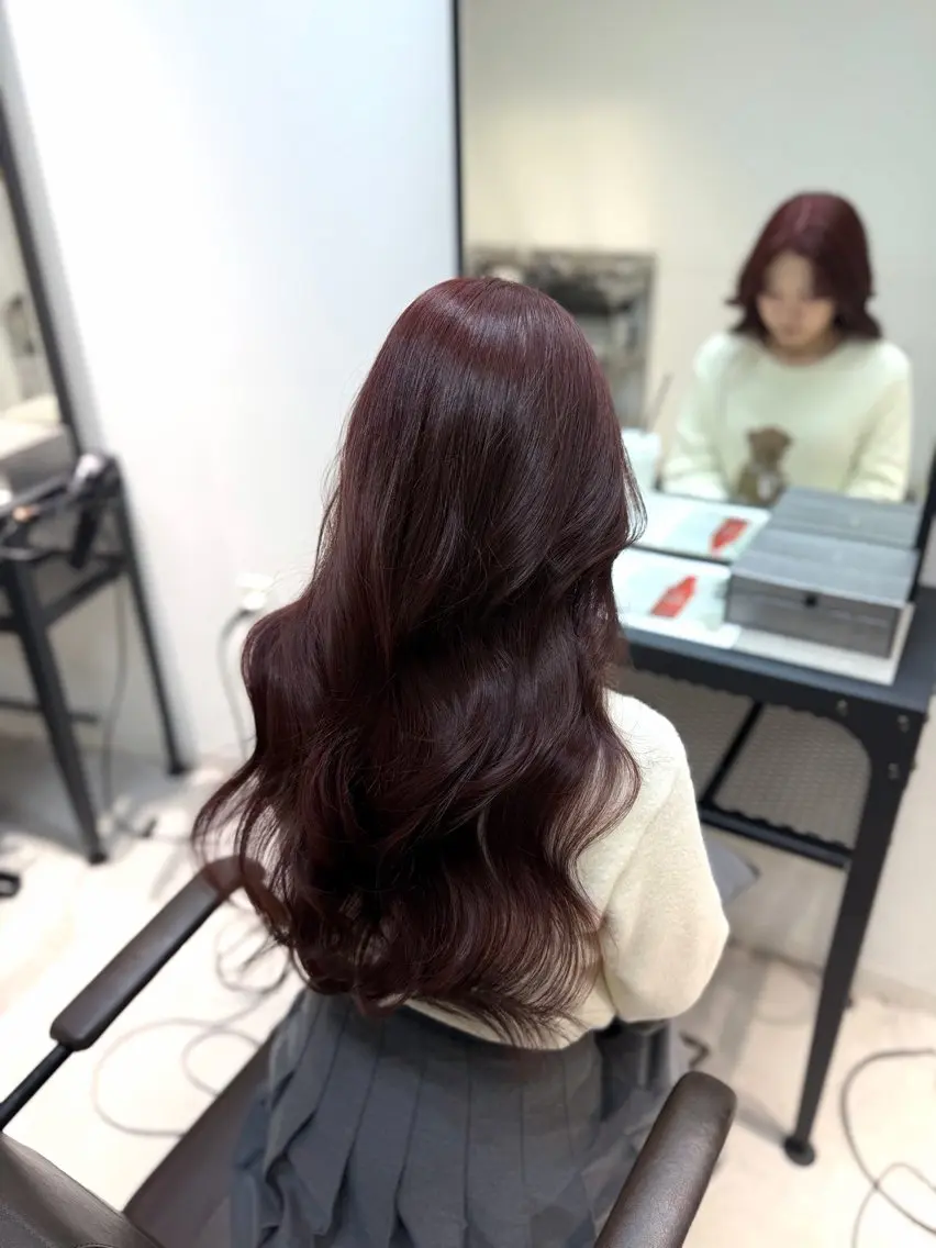 ロング カラー ヘアカラー caho/大阪梅田 韓国ヘア🇰🇷🩶のヘアスタイル
