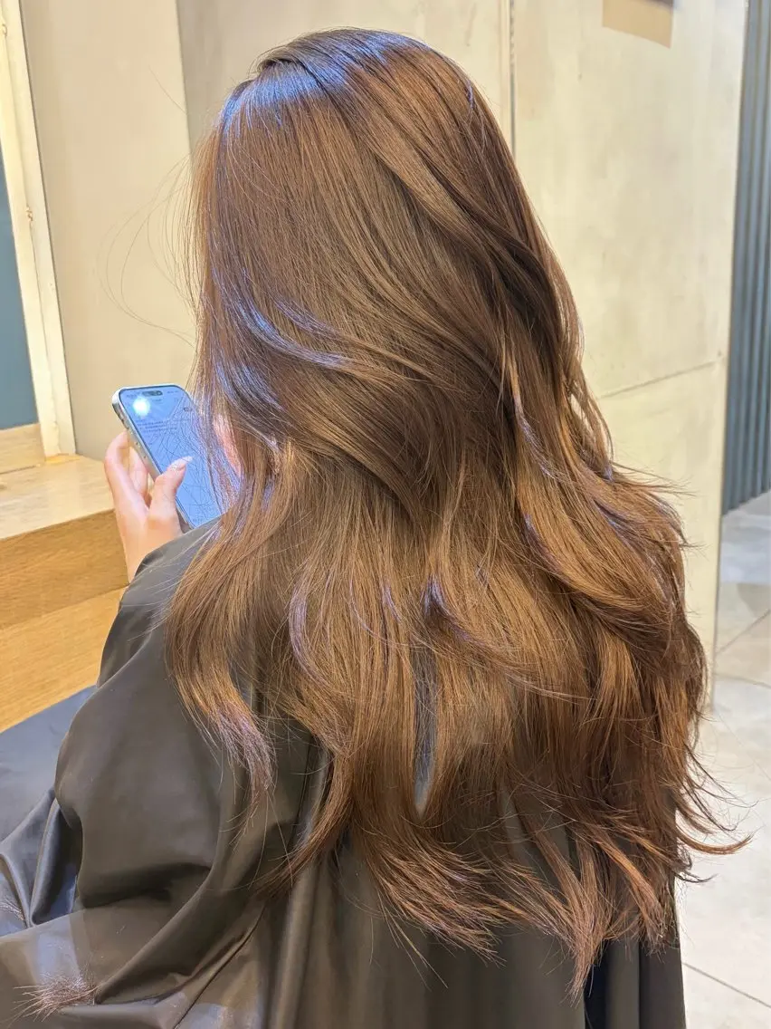 ロング カラー カット ヘアカラー トリートメント 韓国🇰🇷透明感 ERIのヘアスタイル