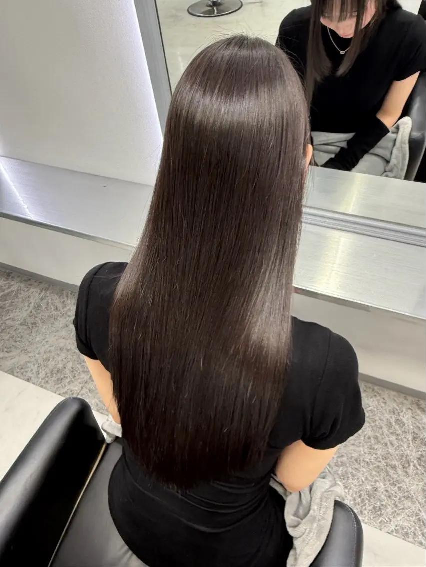 ロング カット 縮毛矯正 ioe 心斎橋のヘアスタイル