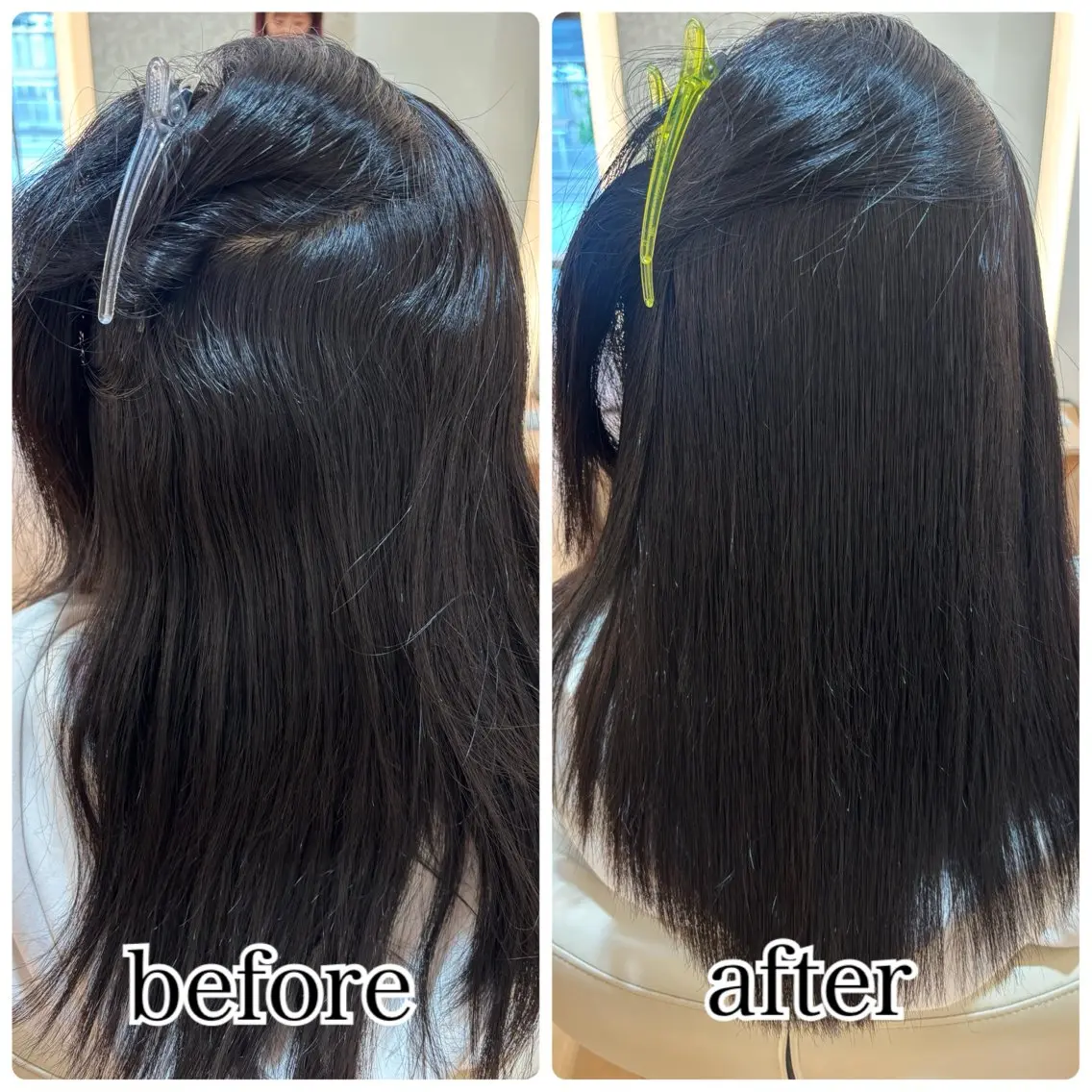 セミロング 縮毛矯正 髪質改善カラー 清利あやなのヘアスタイル