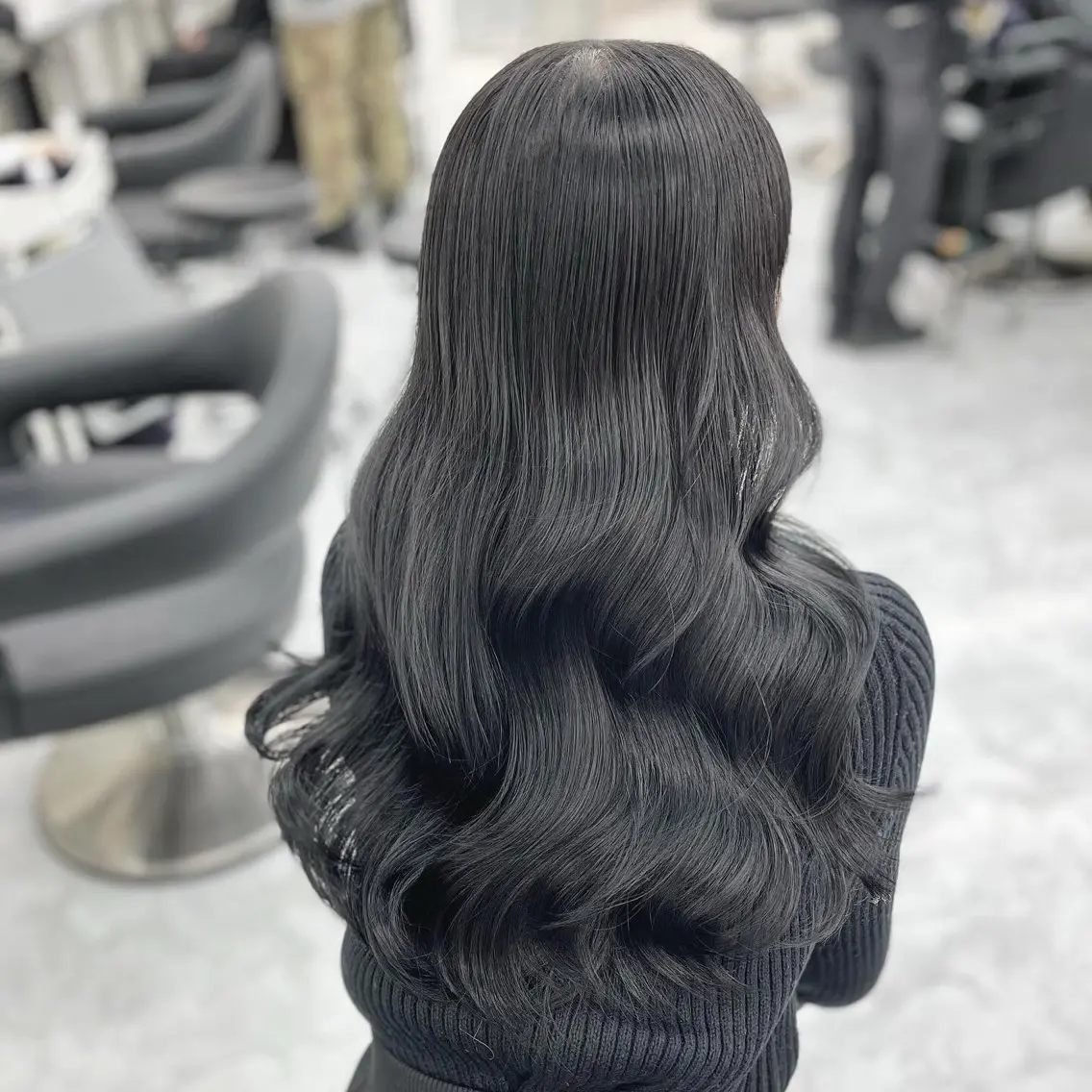 ロング カラー 黒髪 髪質改善 韓国風ヘア 縮毛矯正 トリートメント ヘアカラー トリートメント ヘアセット 髪質改善Ⅰ透明感 艶カラーⅠたつやのヘアスタイル