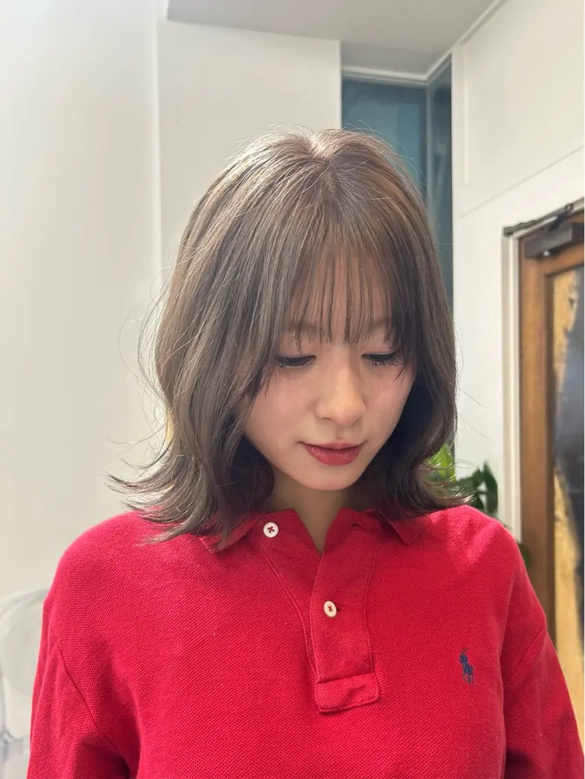 ミディアム カラー ブリーチ 透明感カラー ヘアカラー 金澤 希空のヘアスタイル