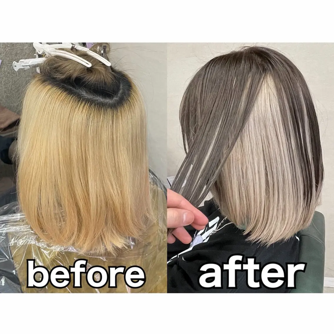 ミディアム カラー カット ヘアカラー トリートメント Lull1人美容室 イージーパーマのヘアスタイル