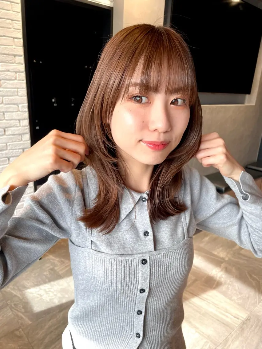 ミディアム カラー パーマ カット ヘアカラー トリートメント ヘッドスパ ヘアセット 髪質改善/縮毛矯正/ 透明感🩵NANAのヘアスタイル