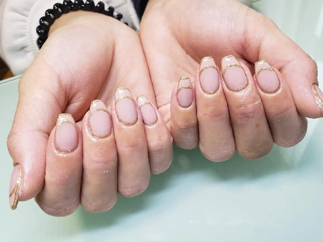 ネイル フレンチネイル ラメ(グリッター) Lapis Nailのネイルデザイン