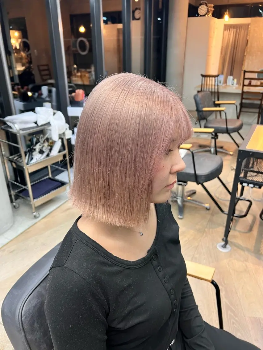 ショート カラー ピンクカラー ボブ オオバヤシ マホのヘアスタイル