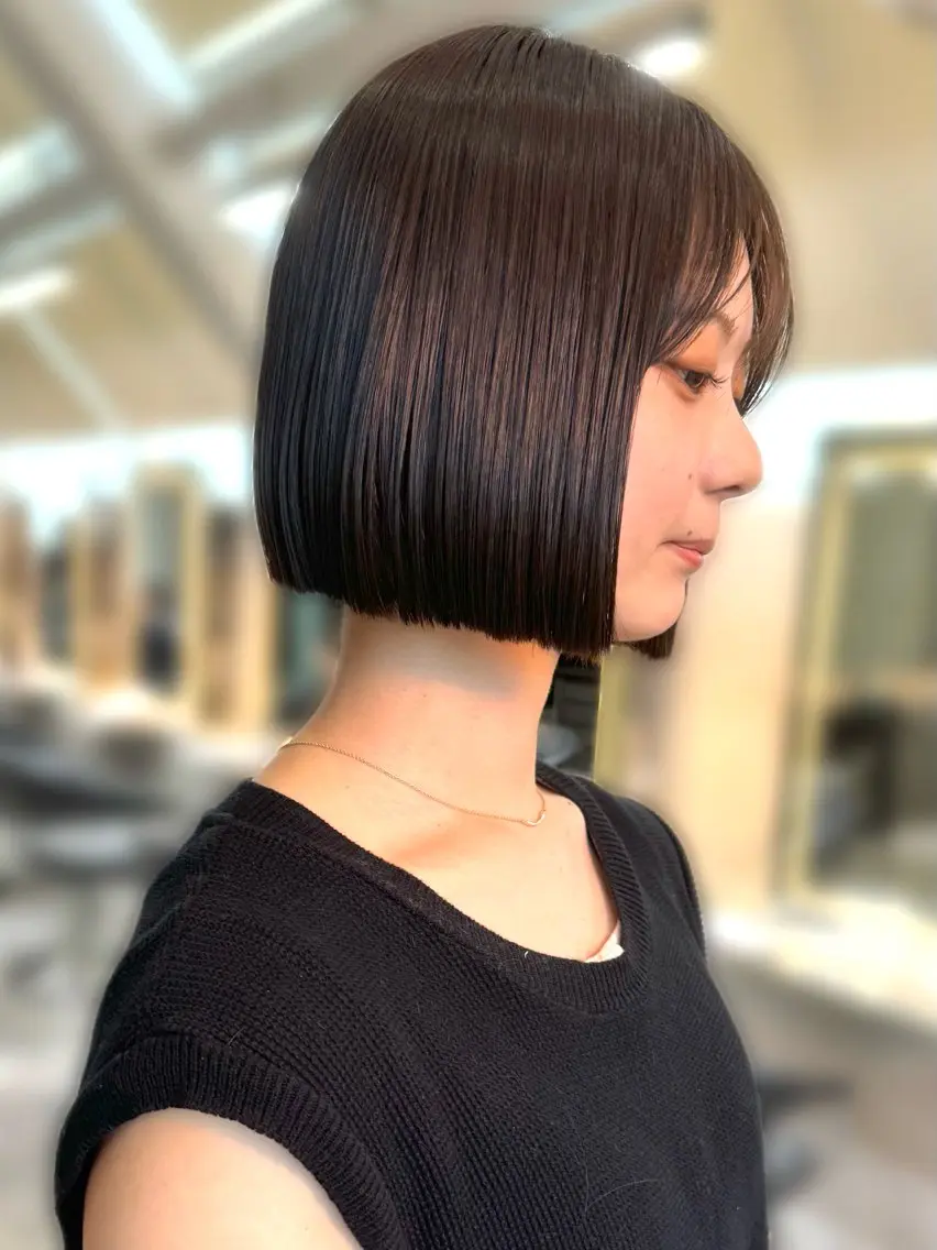 ショート カット 縮毛矯正 トリートメント ヘアセット 縮毛矯正×艶髪カラー 髪質改善/三ツ木のヘアスタイル