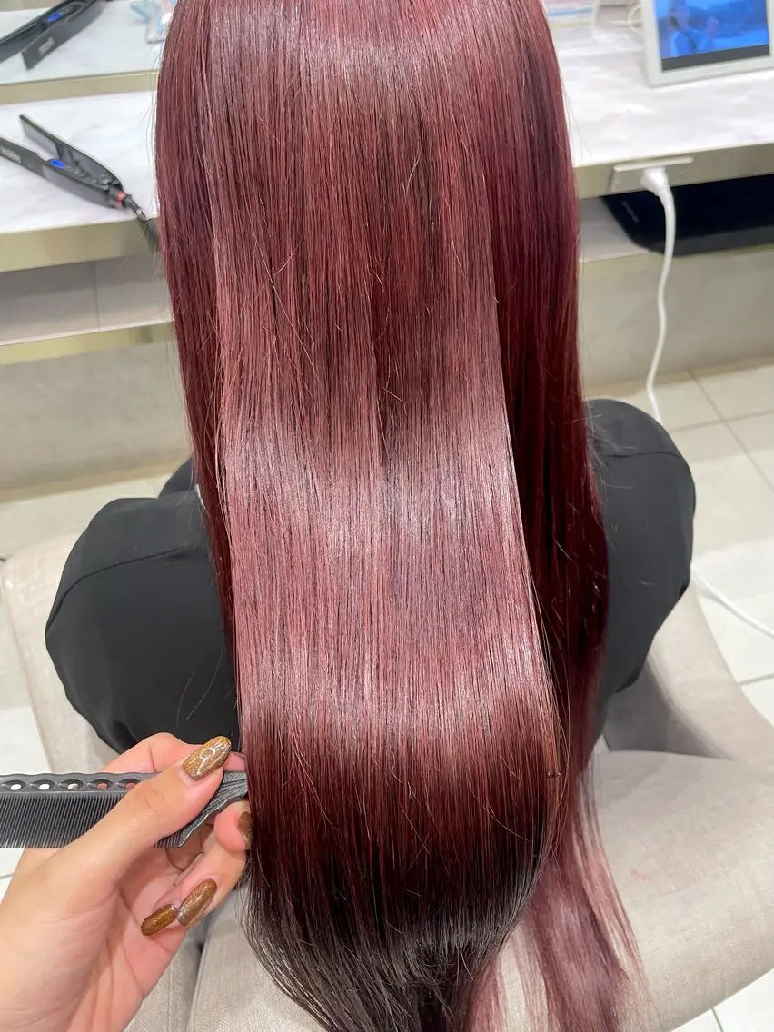 ロング カラー 縮毛矯正 顔まわり/インナー カラー/　syuriのヘアスタイル