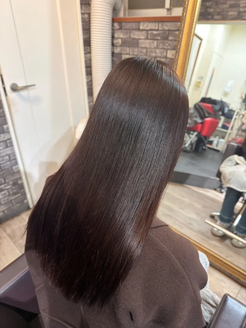 セミロング パーマ 縮毛矯正 東心斎橋☆豆柴 🐾倶楽部のヘアスタイル