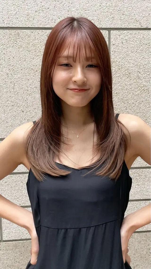 ロング 髪質改善 韓国風ヘア レイヤーカット 縮毛矯正 カット ヘアカラー トリートメント 美髪縮毛矯正🩶 髪質改善/Shinaのヘアスタイル