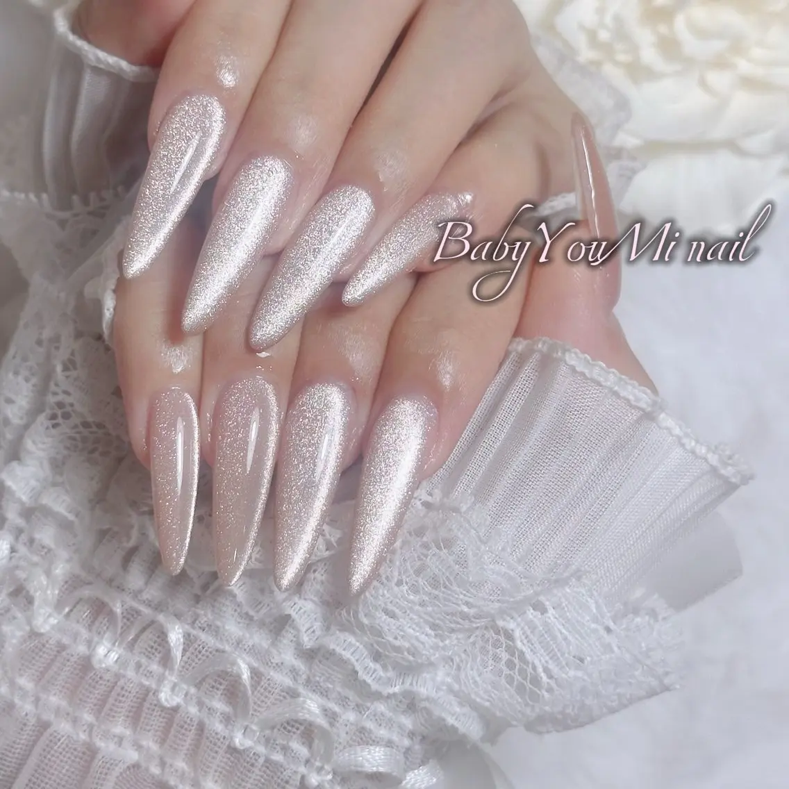 ネイル オーロラネイル チークネイル 成人式 フットネイル フレンチネイル ハンドネイル BabyYouMi nailのネイルデザイン
