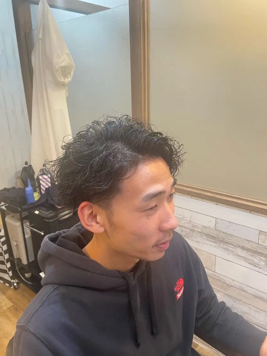 パーマ メンズ カット パーマ ヘアセット 心斎橋/メンズ /ルレイル/地形真希のヘアスタイル
