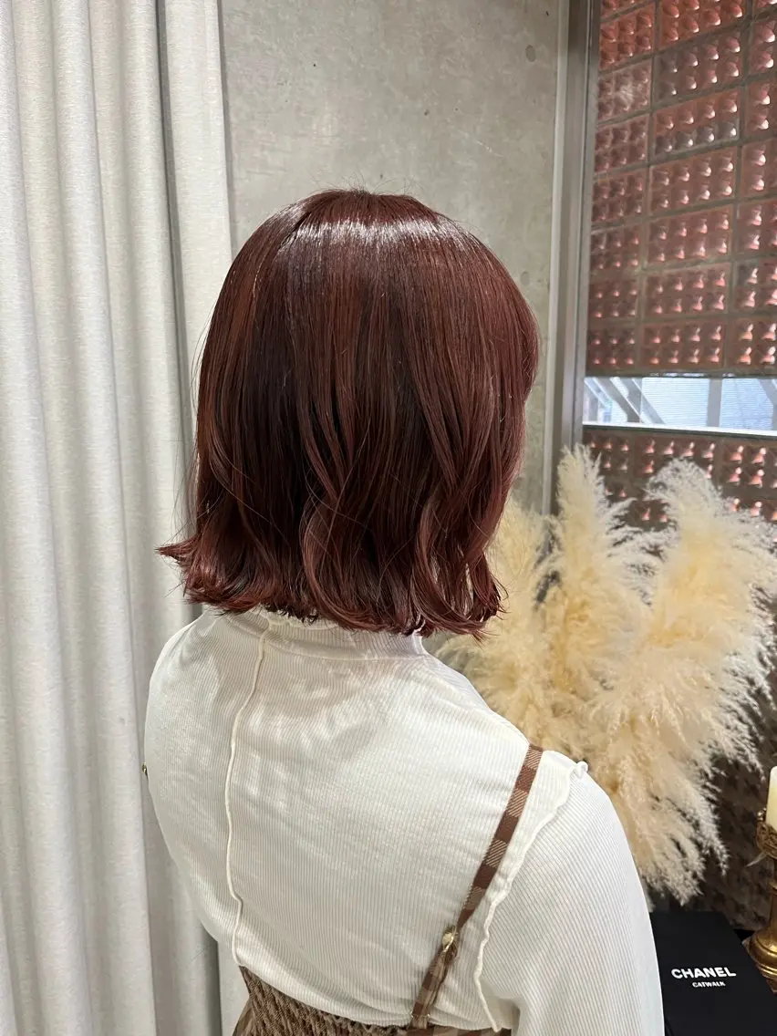 ミディアム カラー パーマ カット 表参道🌿赤み消し カラー/チナツのヘアスタイル
