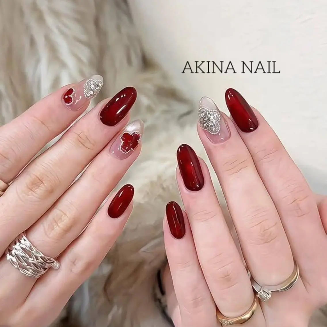 セミロング 韓国風ヘア ハンドネイル Akina Nail 亀戸のネイルデザイン