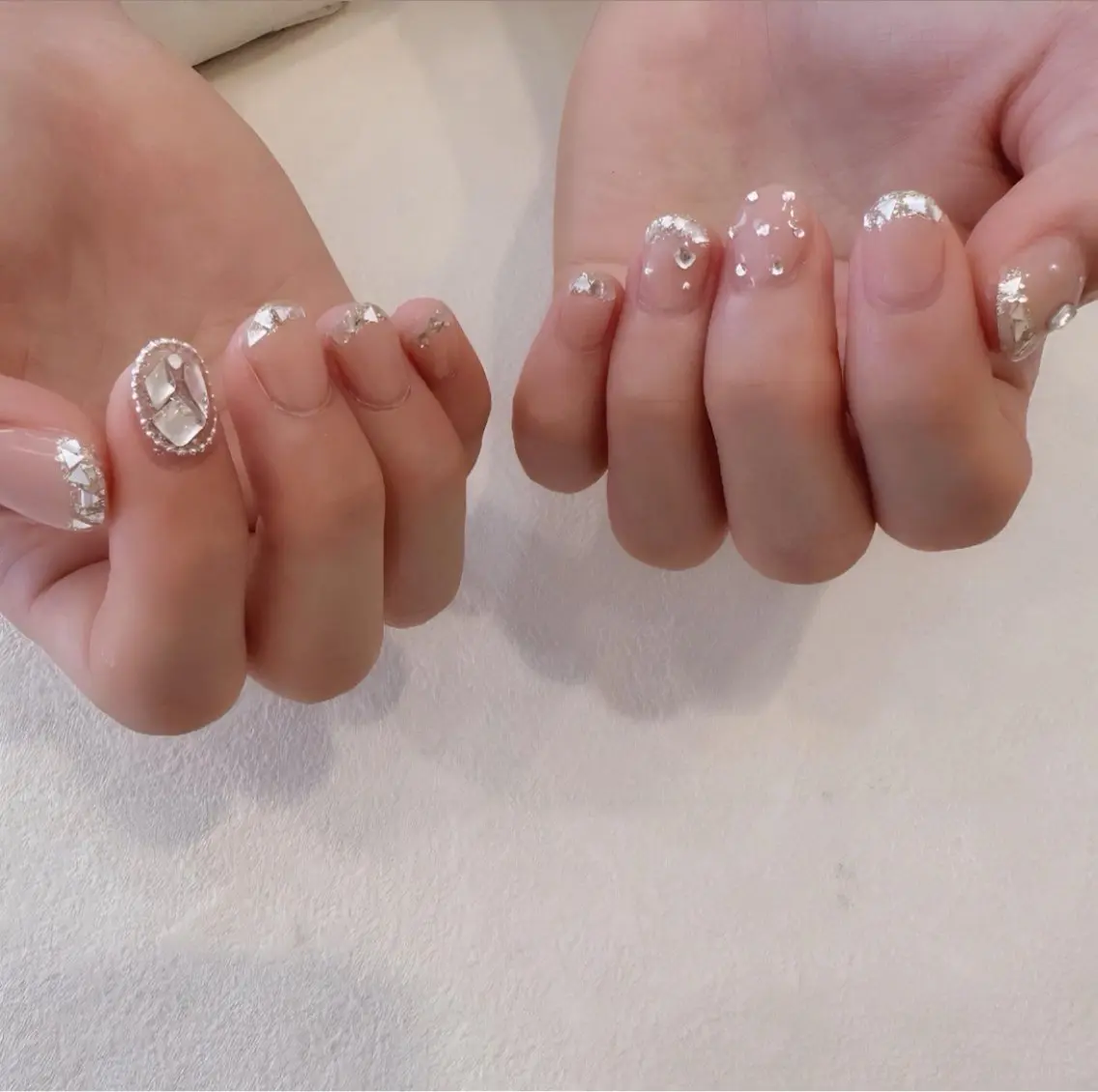 ネイル フレンチネイル ガラスフレンチ キラキラネイル ハンドネイル private. nailsalonのネイルデザイン