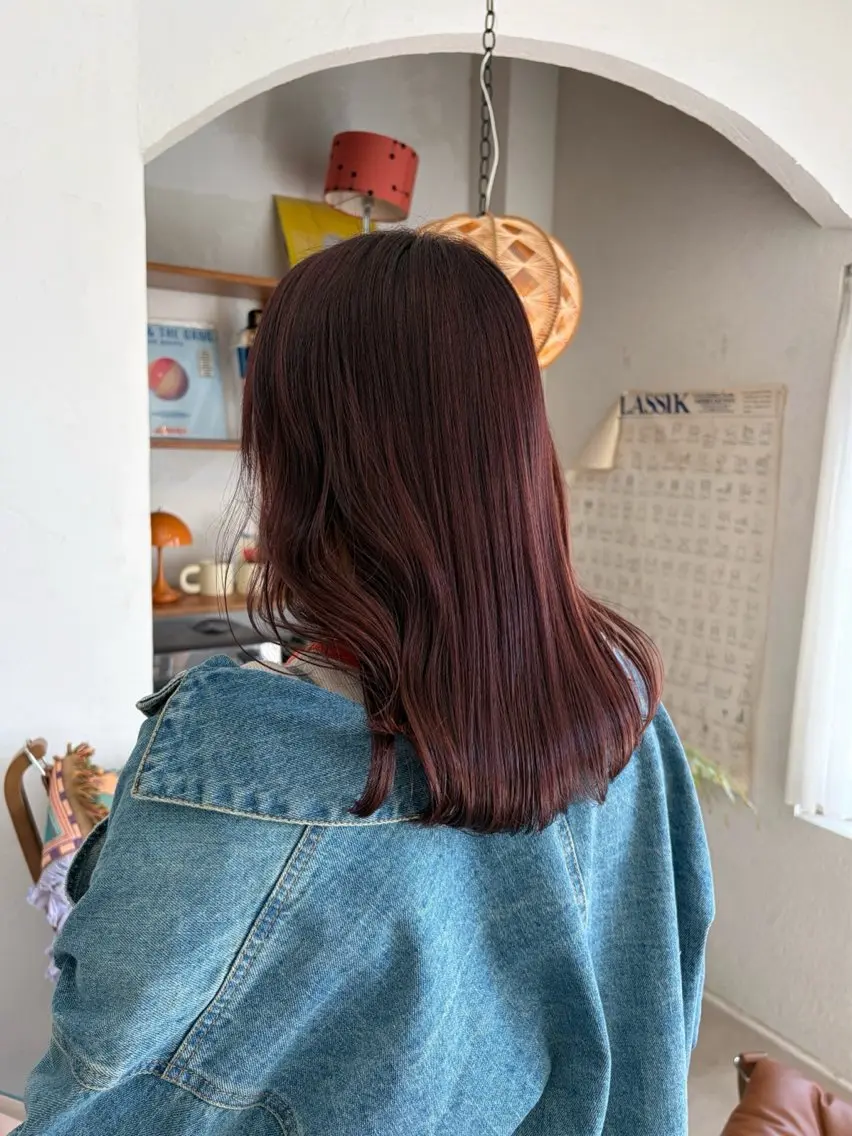 セミロング カラー ボルドーカラー はやし ちののヘアスタイル