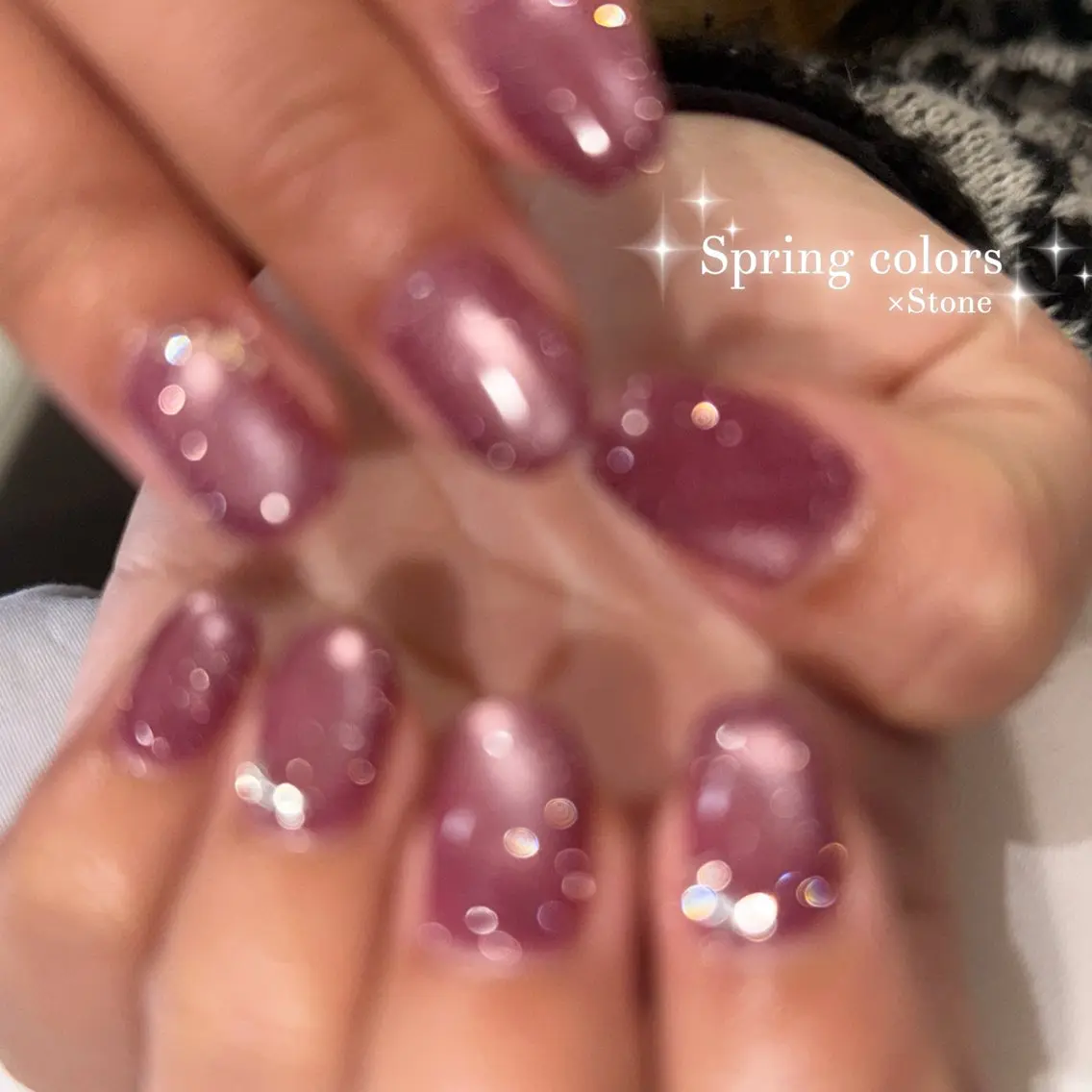 ネイル マグネットネイル ピンク ハンドネイル Angelique 田中/高崎のネイルデザイン