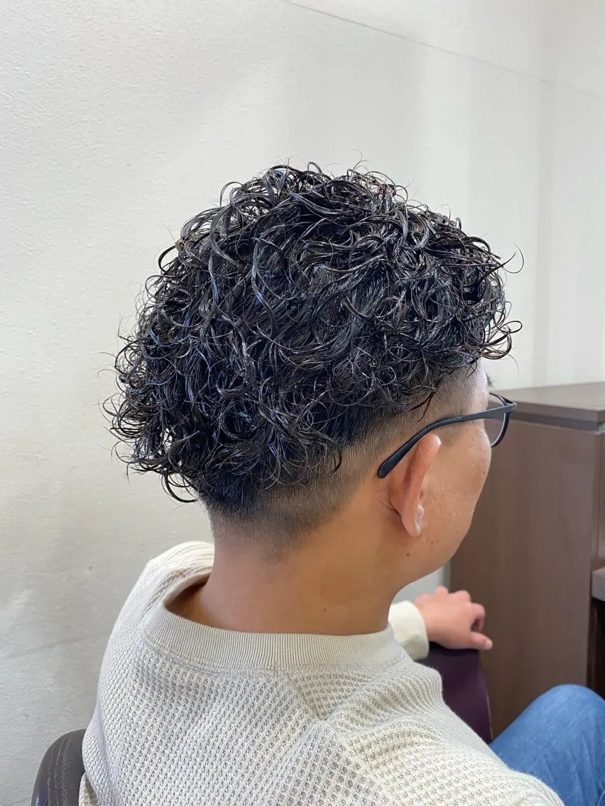 パーマ メンズ オールバック メンズパーマ カット パーマ 仲井 充のヘアスタイル