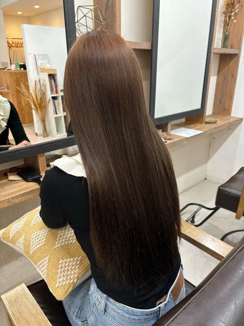 ロング カラー ブリーチ ブリーチなしカラー 室谷 ゆりあのヘアスタイル