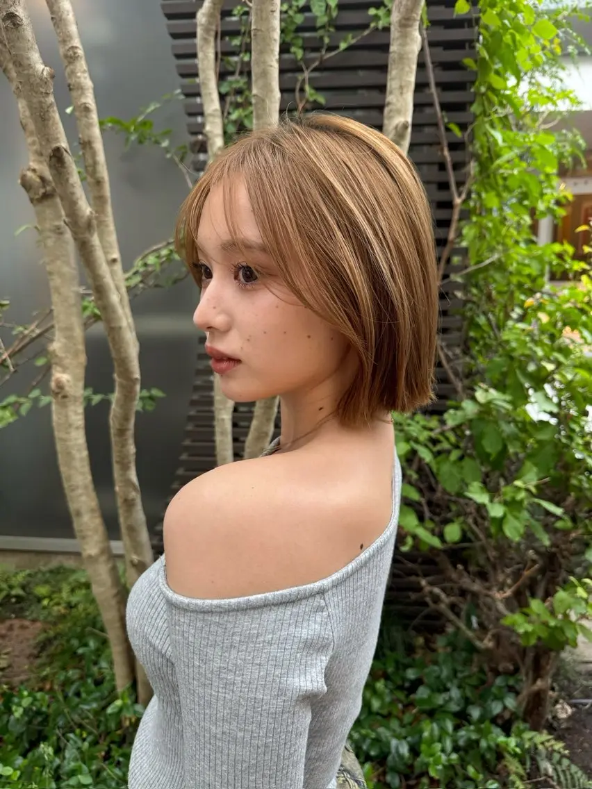 ショート カラー 切りっぱなしボブ ボブ レイヤーカット 小顔カット カット ヘアカラー トリートメント 艶カラー/レイヤー/ 似合せ/ Fureaのヘアスタイル