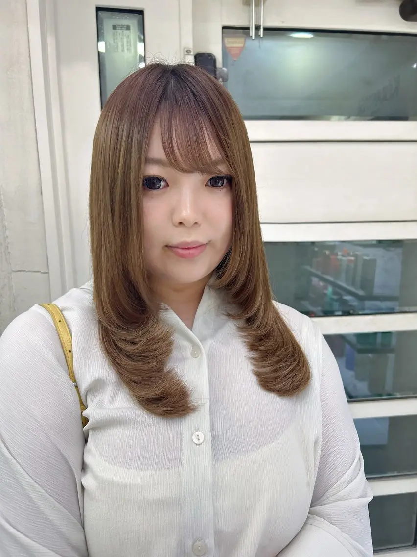 ミディアム カラー シールエクステ エクステ レイヤーカット カット エクステ レイヤー/エクステ alpha下妻のヘアスタイル