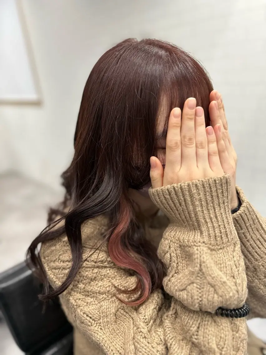 ワンポイントが可愛い🌸イヤリングカラー＋カット＋フルカラー＋3STEPトリートメントの写真