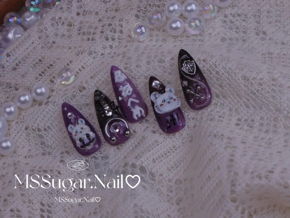 ネイル ハロウィン ロングネイル マグネットネイル スカルプネイル ネイルチップ MSSugar Nailのネイルデザイン
