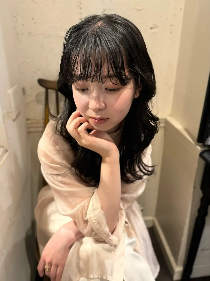 ロング パーマ カット パーマ shiro.kobe 森彩華のヘアスタイル