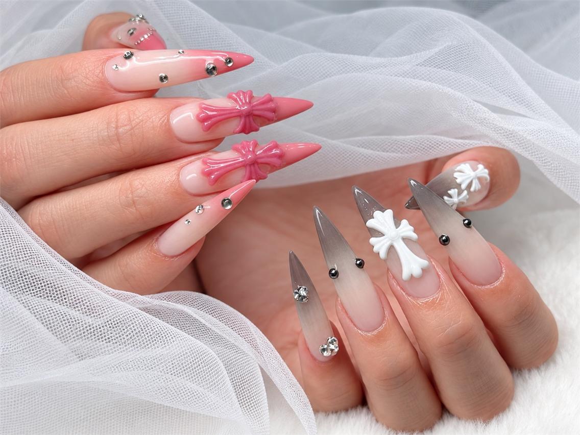 ネイル フラワーネイル ロングネイル ピンク ホワイト NAILS 168 大塚のネイルデザイン