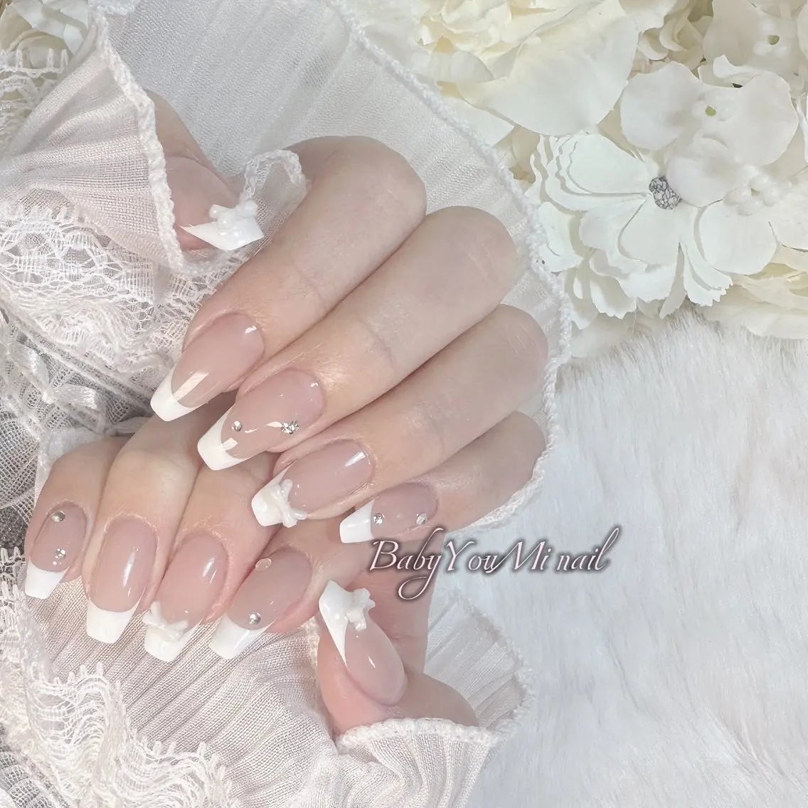 ネイル オーロラネイル 成人式 フットネイル フレンチネイル ジェルネイル ハンドネイル BabyYouMi nailのネイルデザイン