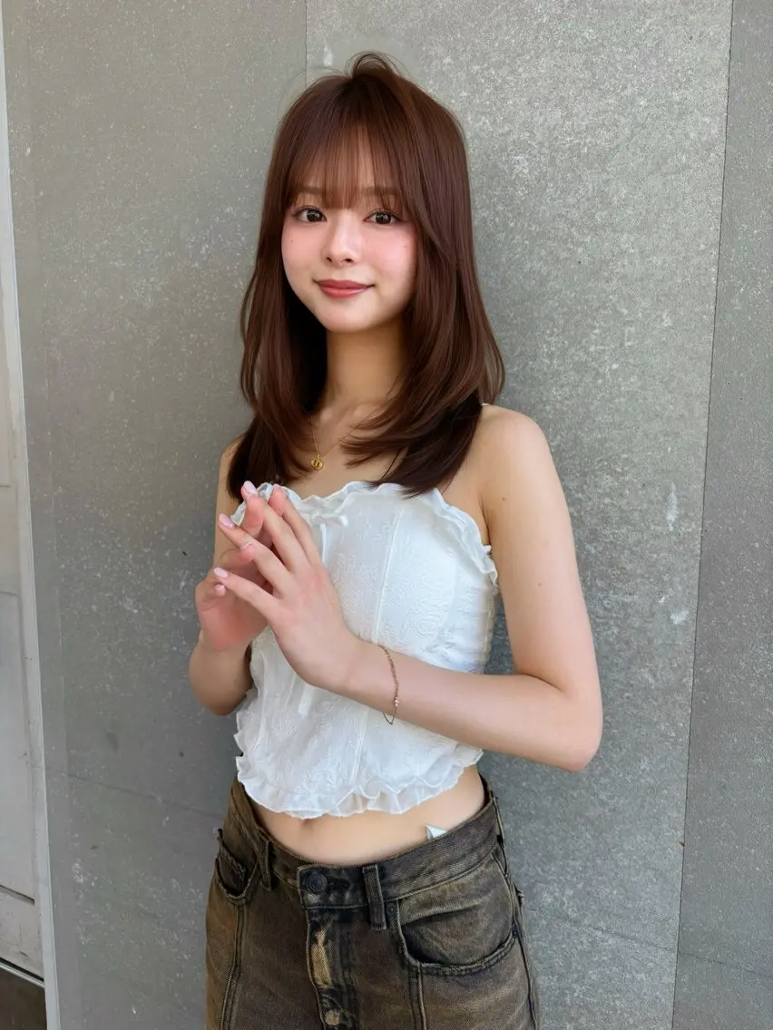 ミディアム カラー ベージュカラー ブリーチ 透明感カラー ブリーチなしカラー 髪質改善 カット ヘアカラー トリートメント 【博多髪質改善】 吉村 清志のヘアスタイル