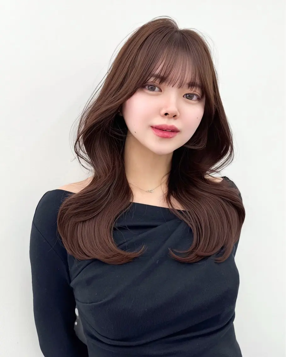ロング カラー カット ヘアカラー トリートメント 韓国ヘア　紗希 🦋のヘアスタイル