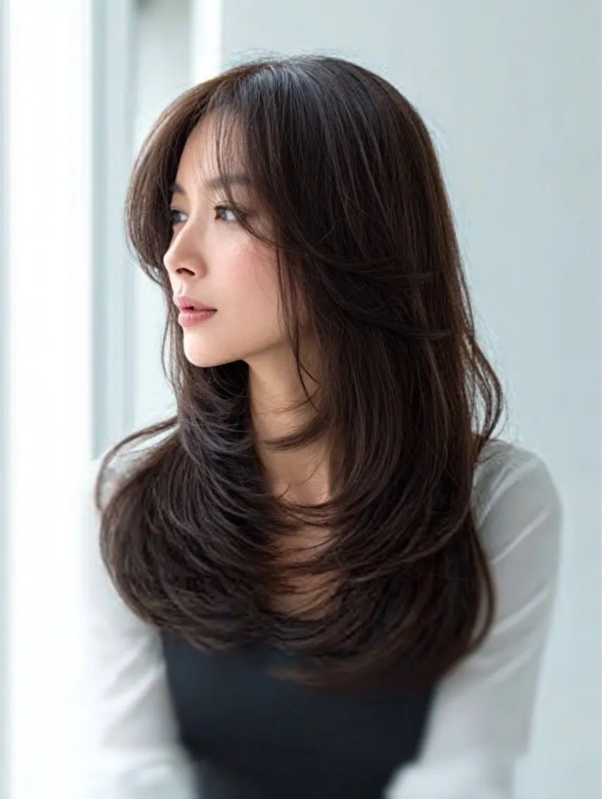ロング カラー ヘアカラー 🍒モテ暖色カラー × うる艶✧ ゆなのヘアスタイル
